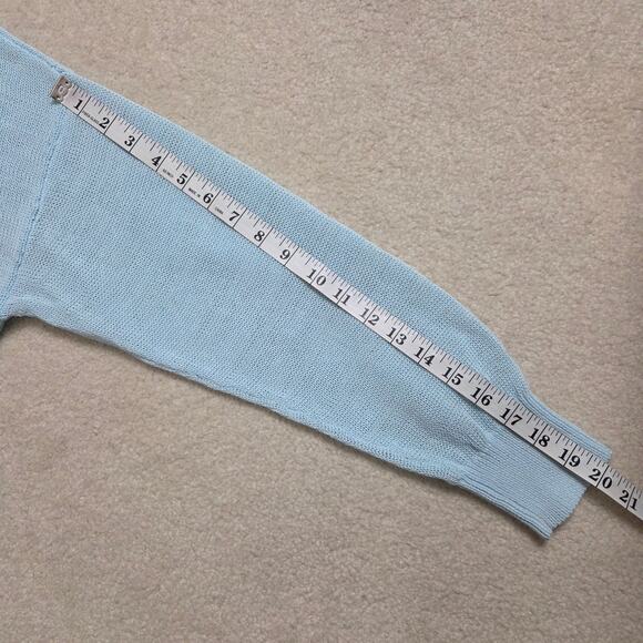 Madewell XL Pullover Cropped Long Sleeve Sweater Crew Neck Loose Knit Blue - Picture 10 of 14